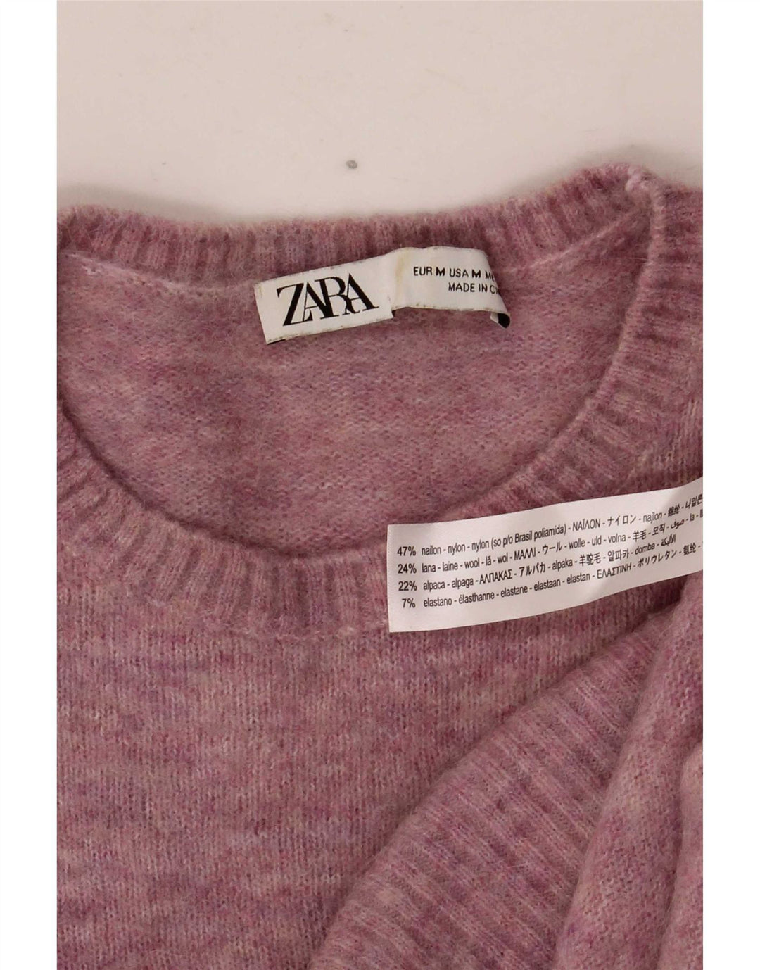 Zara Dame Boat Neck Jumper Sweater UK 12 Medium Pink Nylon