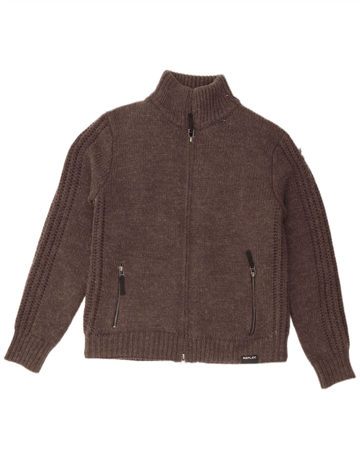Replay Herre Cardigan Sweater Stor Grå Akryl
