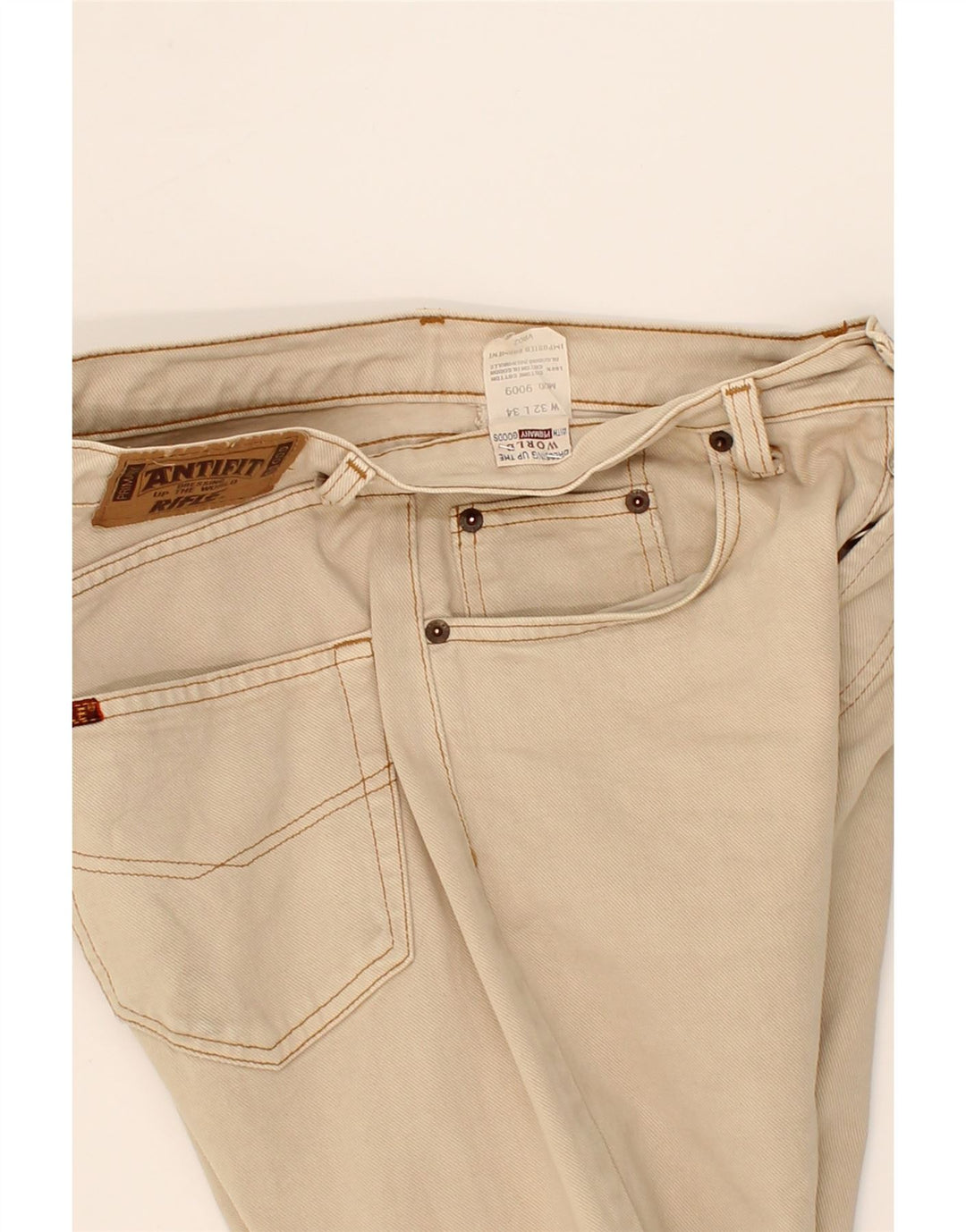RIFLE Mens Straight Jeans W32 L30 Beige Cotton Vintage Rifle and Second-Hand Rifle from Messina Hembry 