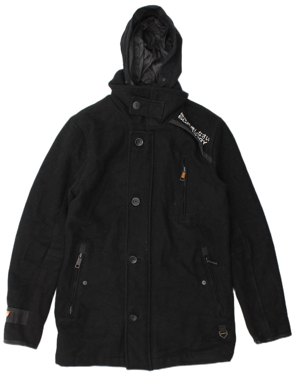 Superdry Herre grafisk parkajakke med hætte UK 38 Medium Sort Uld