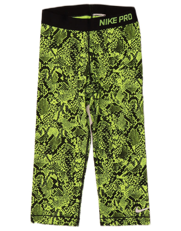 Nike Dame Dri Fit Grafiske Capri Leggings UK 10 Small Green Animal Print