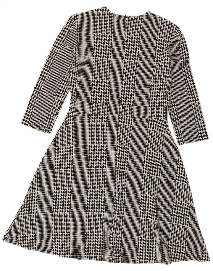 Max & Co. Kvinder 3/4-ærmet A-line kjole UK 12 Medium Sort Houndstooth