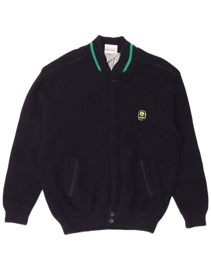 Navigare Cardigan sweater til mænd Stor marineblå uld
