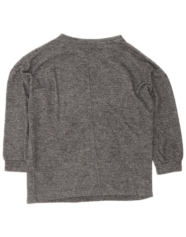 Zara Dame Oversized Grafisk Top Langærmet UK 8 Små Grå Flecked