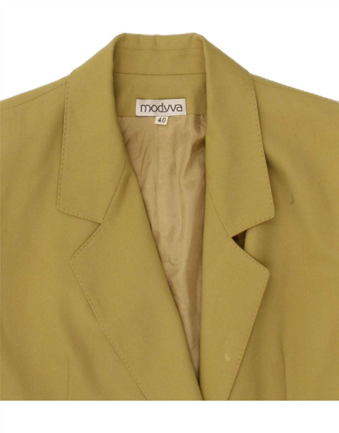 MODYVA Womens 3/4 Sleeve Double Breasted Blazer Jacket IT 40 Small Khaki Vintage Modyva and Second-Hand Modyva from Messina Hembry 