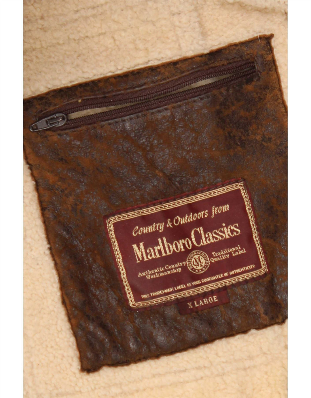 Marlboro Classics Herre Shearling Jacket UK 42 XL Brunt fåreskind