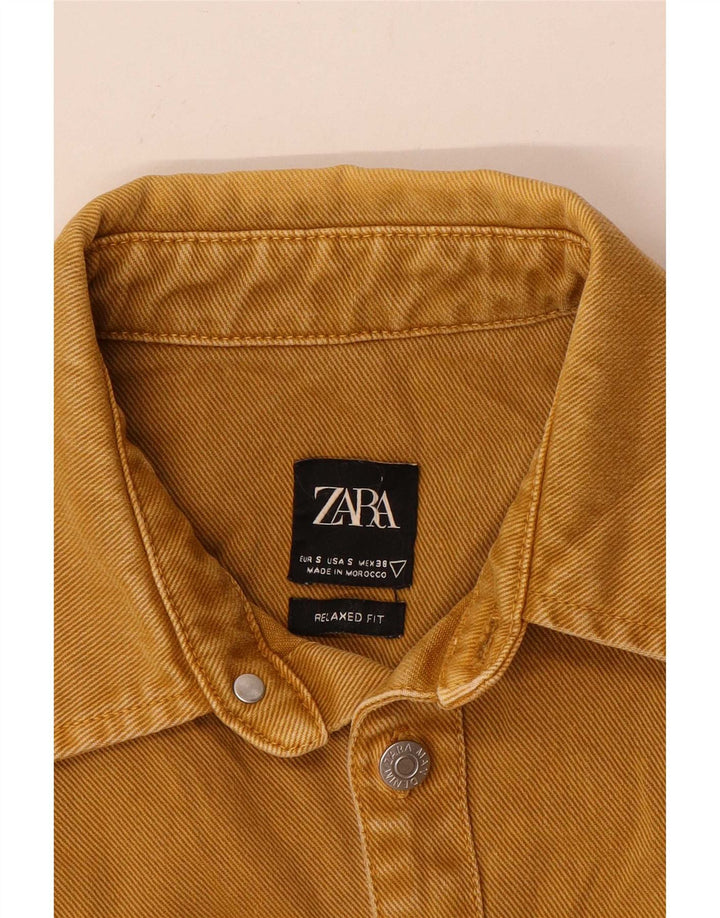 Zara Herre Relaxed Fit Denim Shirt Lille Gul