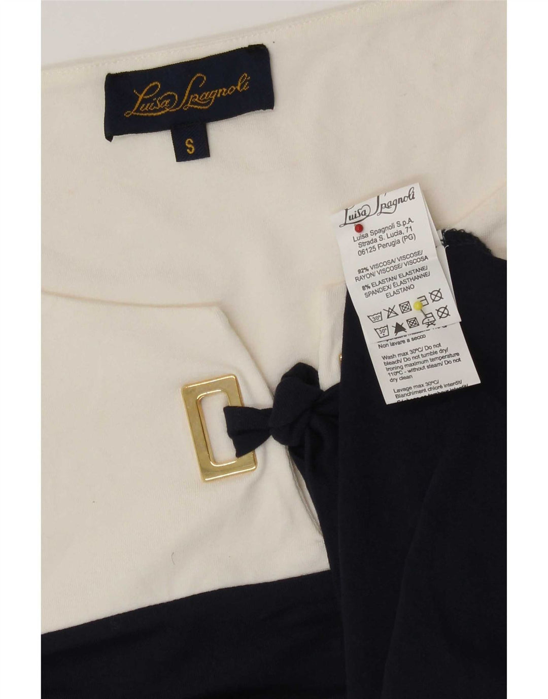 Luisa Spagnoli Damebluse Top UK 10 Small White Colourblock Viscose