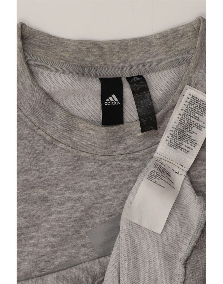 ADIDAS Graphic Sweatshirt Jumper UK 14/16 Stor grå bomuld