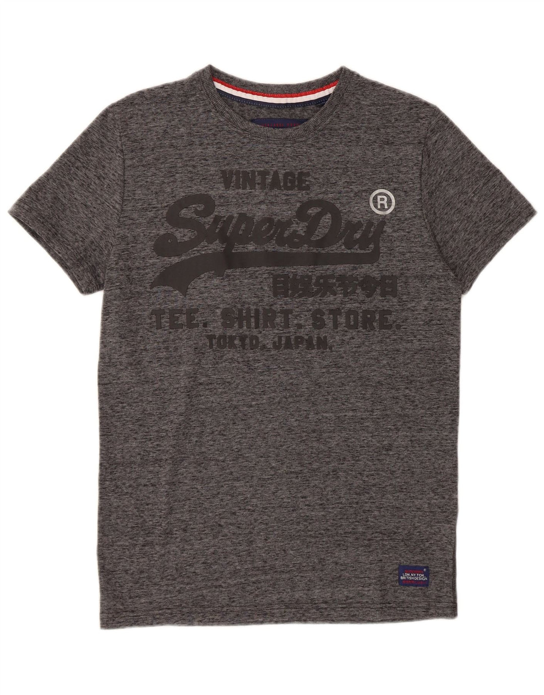 SUPERDRY Grafisk T-shirt top til mænd, lille grå flækket bomuld