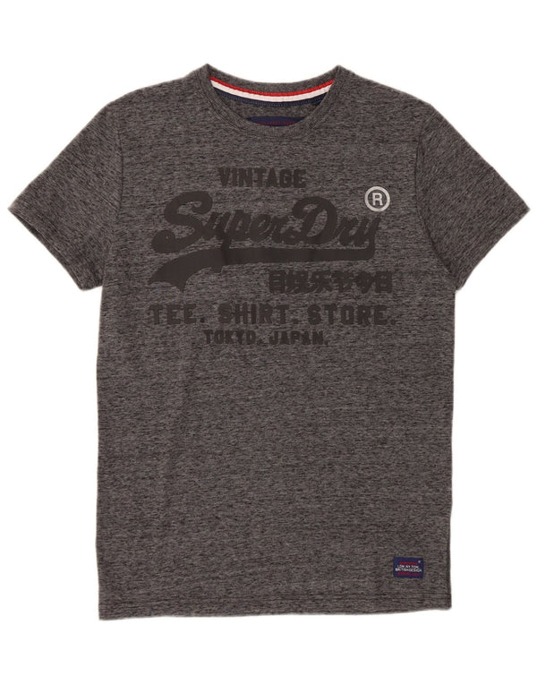 SUPERDRY Grafisk T-shirt top til mænd, lille grå flækket bomuld