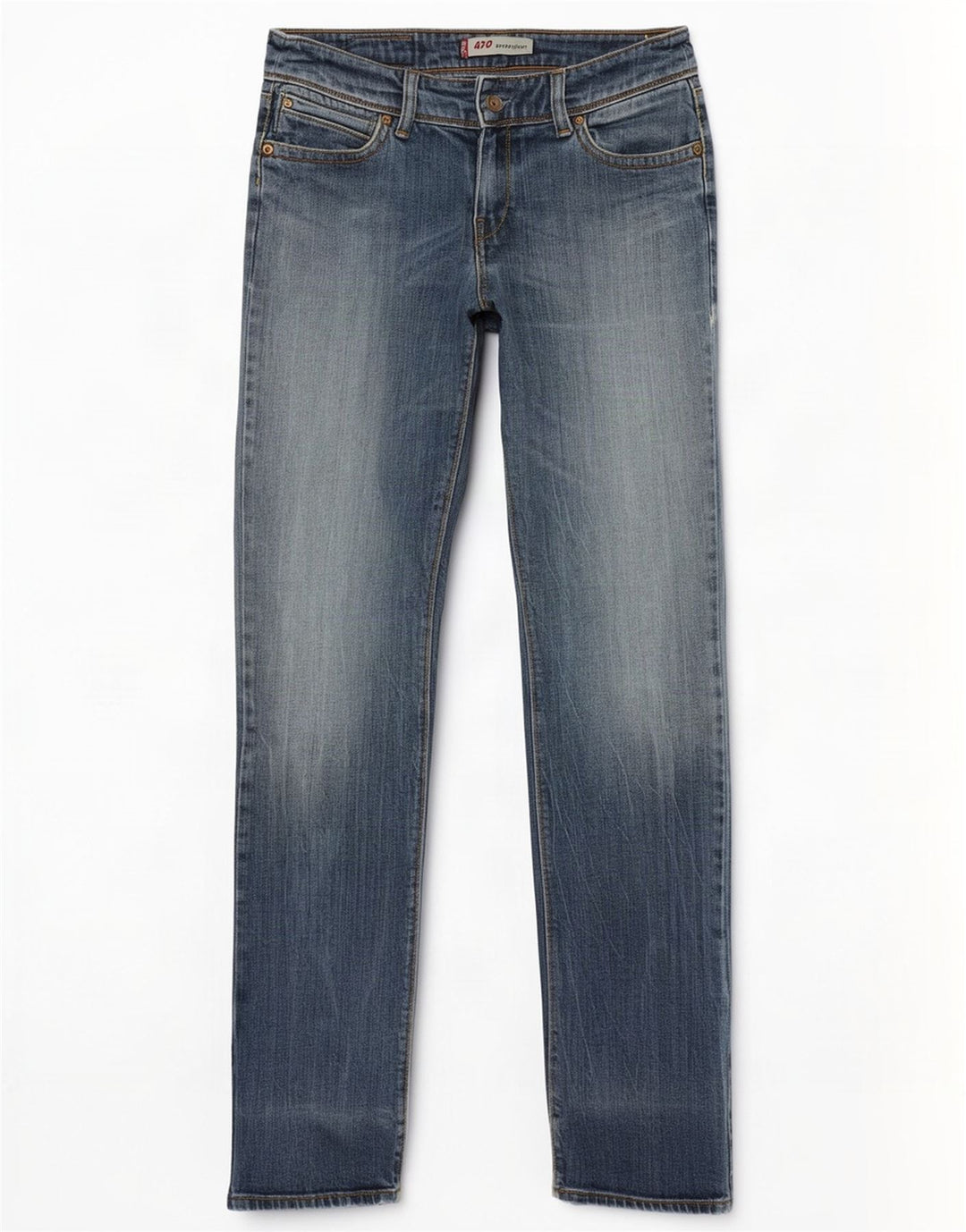 Levi's Dame 470 Straight Jeans W29 L34 Blå Bomuld