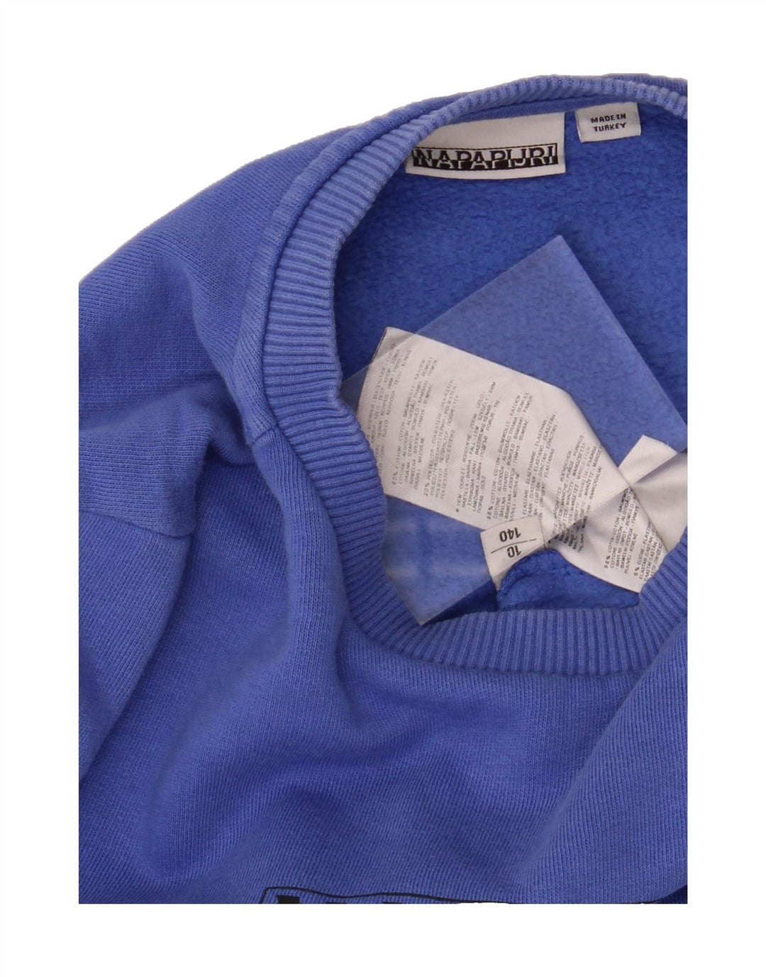 NAPAPIJRI Boys Graphic Sweatshirt Jumper 9-10 Years Blue Cotton Vintage Napapijri and Second-Hand Napapijri from Messina Hembry 