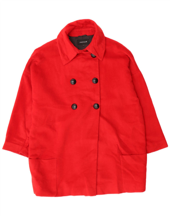 Jaeger Dame Oversized Double Breasted Coat UK 14 Large Red Angora