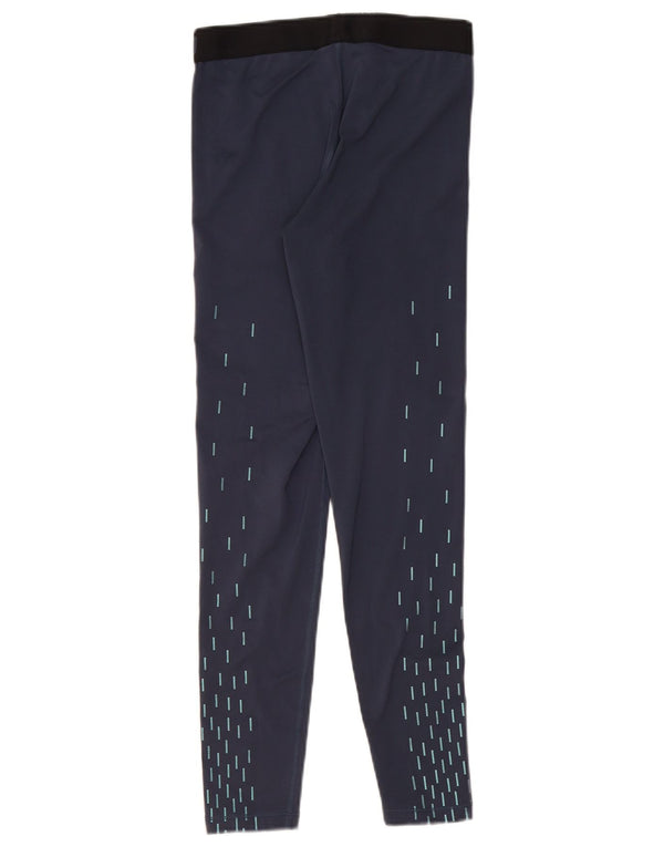 Nike Dame Dri Fit Grafiske Leggings UK 12 Medium Navy Blue Geometric