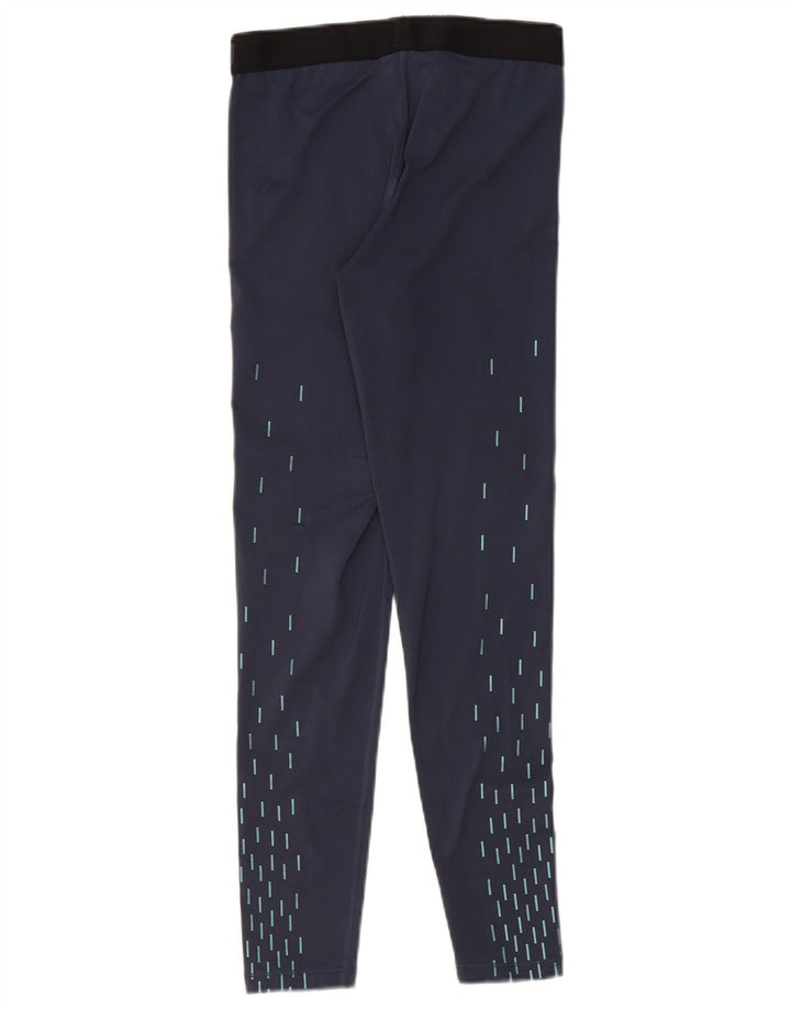 Nike Dame Dri Fit Grafiske Leggings UK 12 Medium Navy Blue Geometric