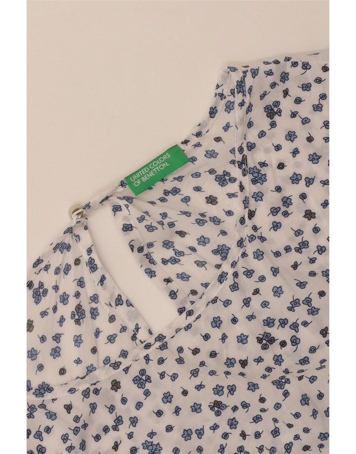 Benetton Damebluse Top UK 14 Large White Floral