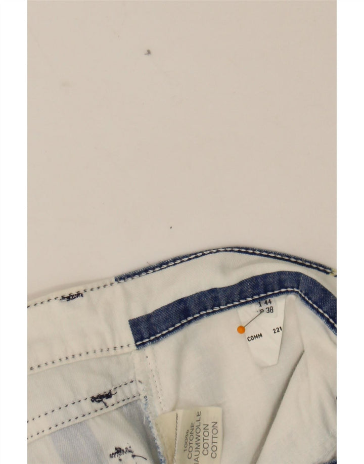 BLUMARINE Womens Straight Jeans IT 44 Medium W30 L29 White Striped Cotton Vintage Blumarine and Second-Hand Blumarine from Messina Hembry 