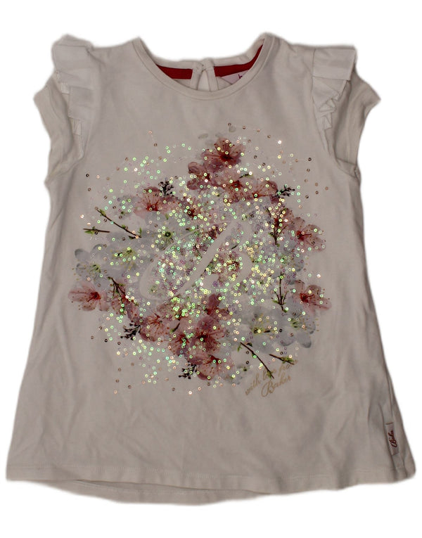 TED BAKER Piger Grafisk bluse Top 6-7 år Hvid blomster bomuld