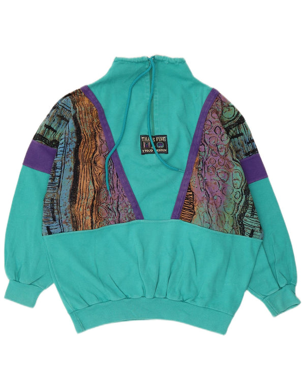 Vintage sweatshirt med abstrakt mønster til kvinder IT 42 Medium Blue