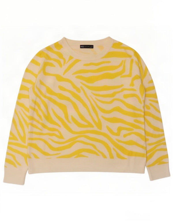 Marks & Spencer Dame Boat Neck Jumper Sweater UK 16 Large Yellow