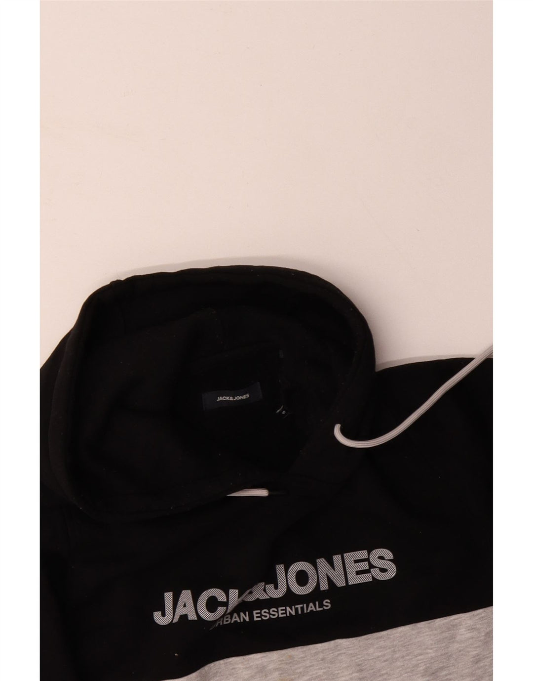 JACK & JONES Grafisk hættetrøje til mænd Small Black Colourblock Bomuld