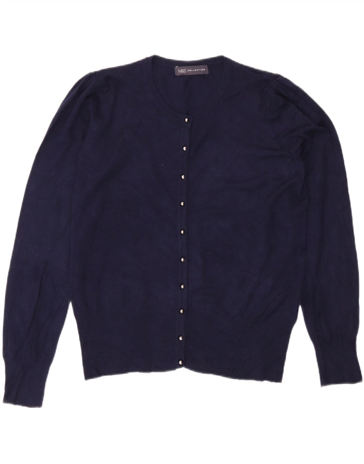 Marks & Spencer Dame Cardigan Sweater UK 12 Medium Navy Blue Viscose