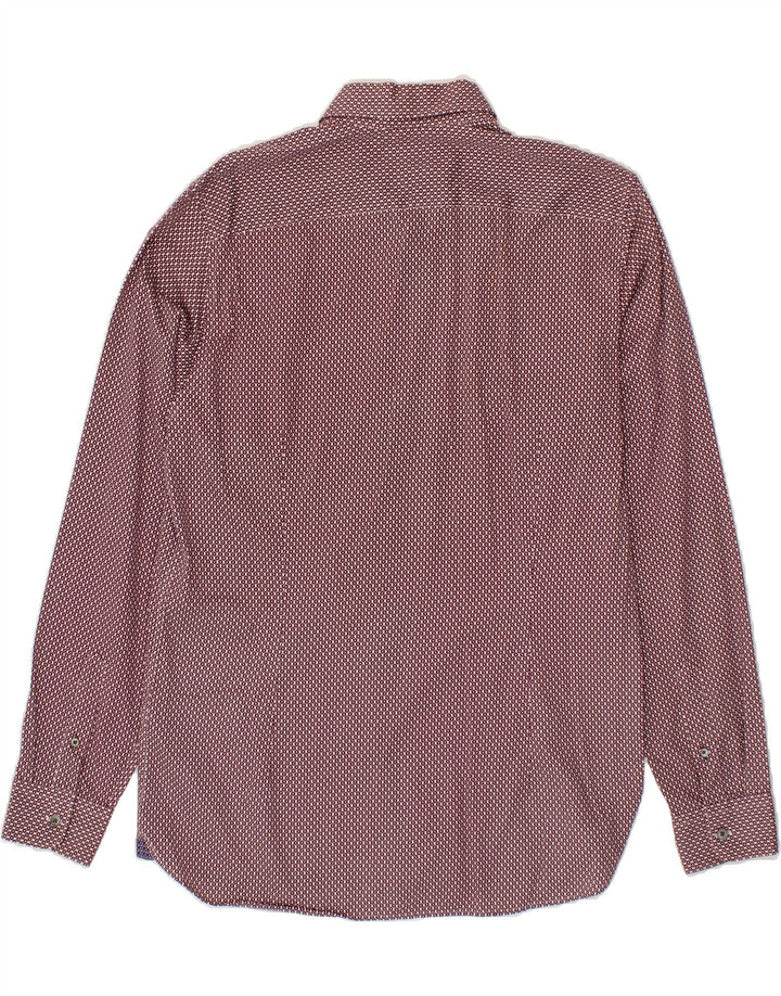 TED BAKER Mens Abstract Pattern Shirt Size 4 Large Burgundy Cotton Vintage Ted Baker and Second-Hand Ted Baker from Messina Hembry 