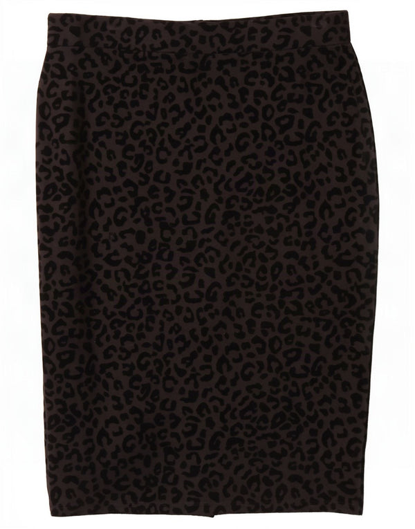 Marks & Spencer Womens Pencil Skirt UK 12 Medium W30 Black Animal Print