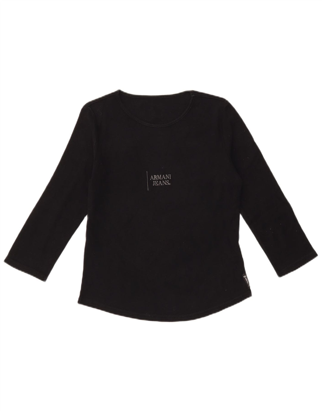 ARMANI JEANS Dame grafisk top 3/4 ærmer UK 12 medium sort bomuld