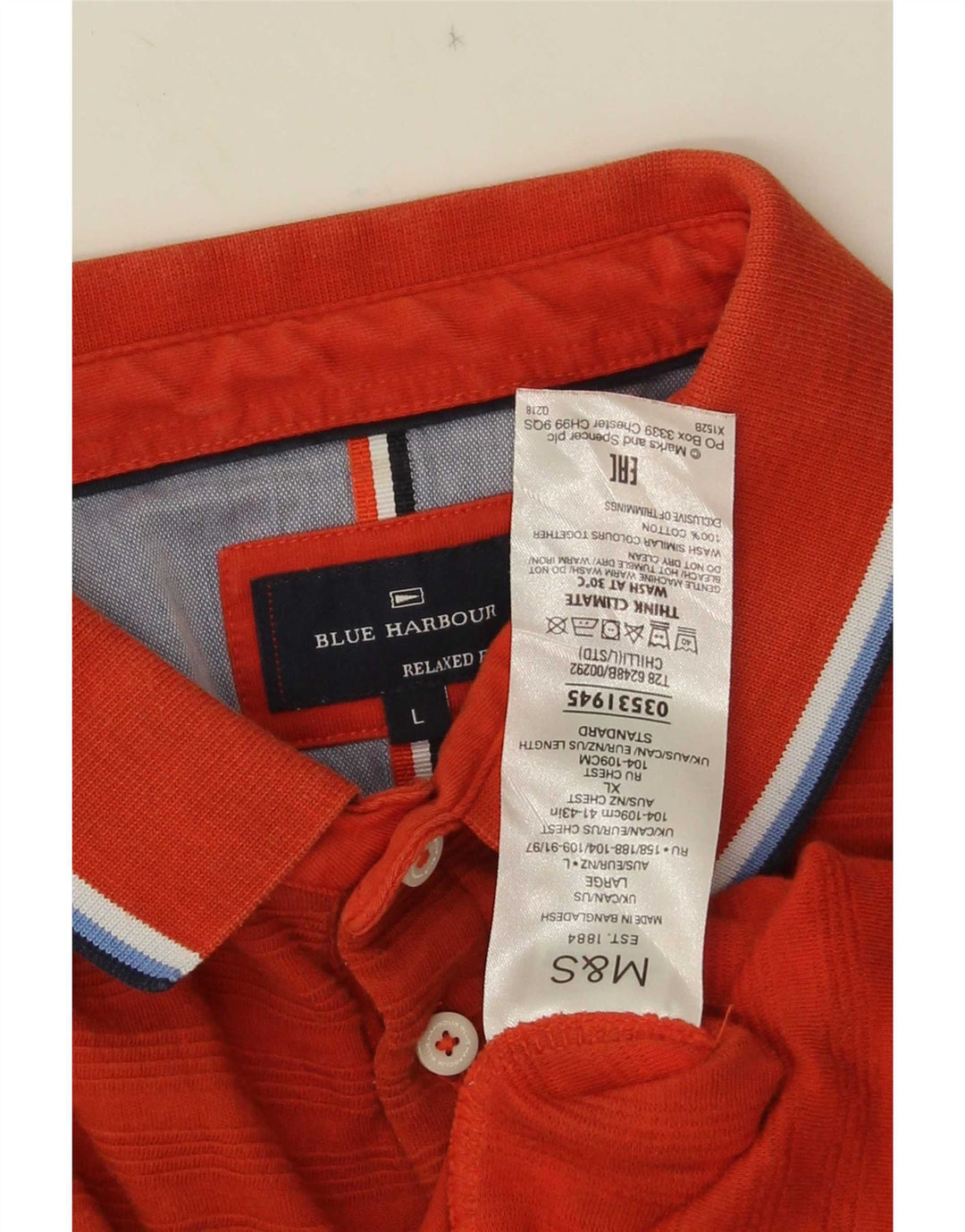 Marks & Spencer Herre Blue Harbor afslappet pasform poloskjorte stor orange
