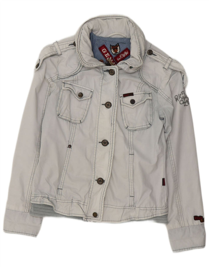 KHUJO Dame Military Utility Jacket UK 14 Large Blue Cotton