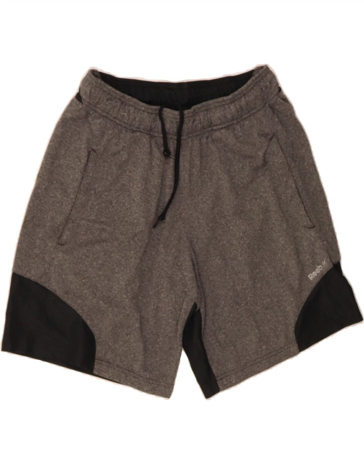 REEBOK Womens Sport Shorts UK 12 Medium  Grey Colourblock Polyester Vintage Reebok and Second-Hand Reebok from Messina Hembry 