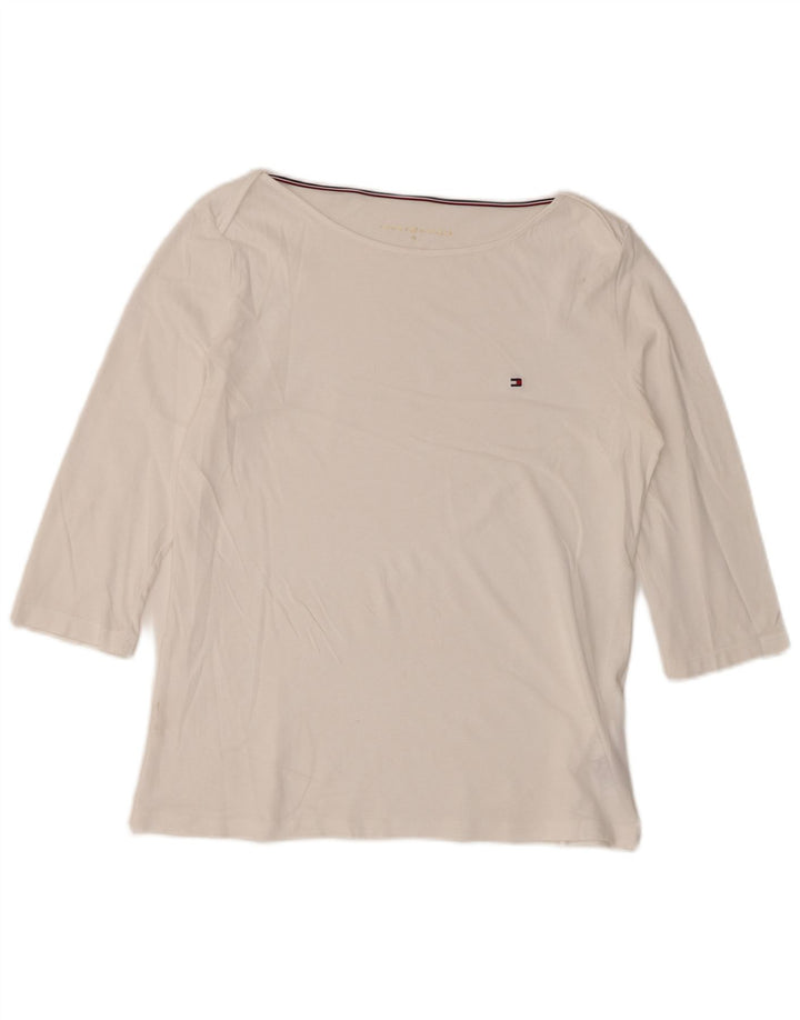 Tommy Hilfiger Dame Top 3/4 ærmer UK 14 Medium Hvid Bomuld