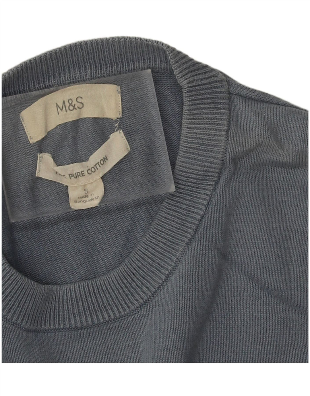 Marks & Spencer Herre sweater med rund hals, lille blå bomuld