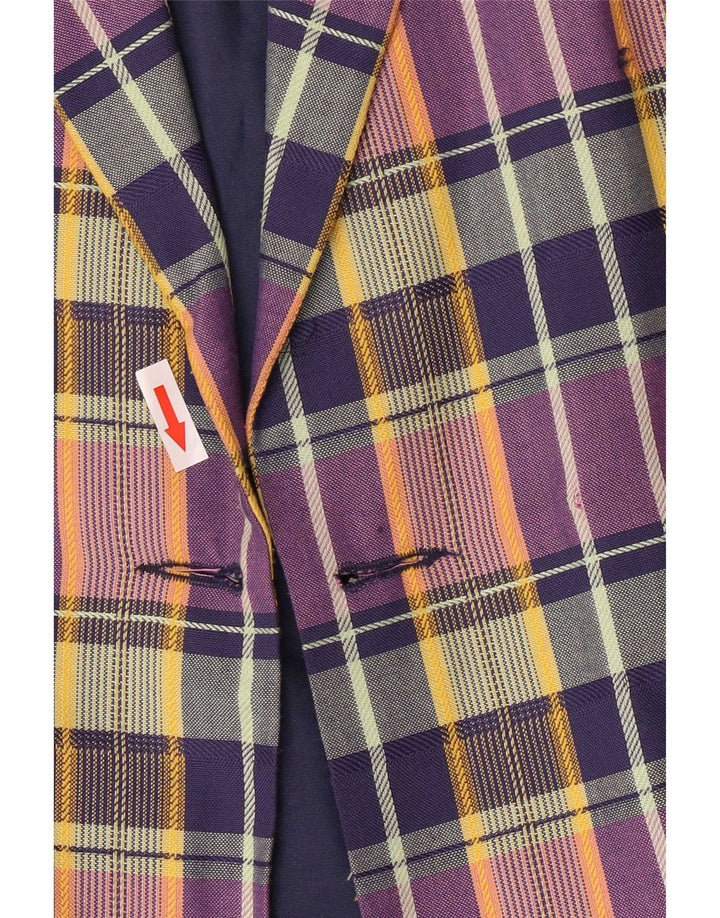 Vintage Dame Kortærmet Blazer Jacket UK 14 Medium Multicolored Check