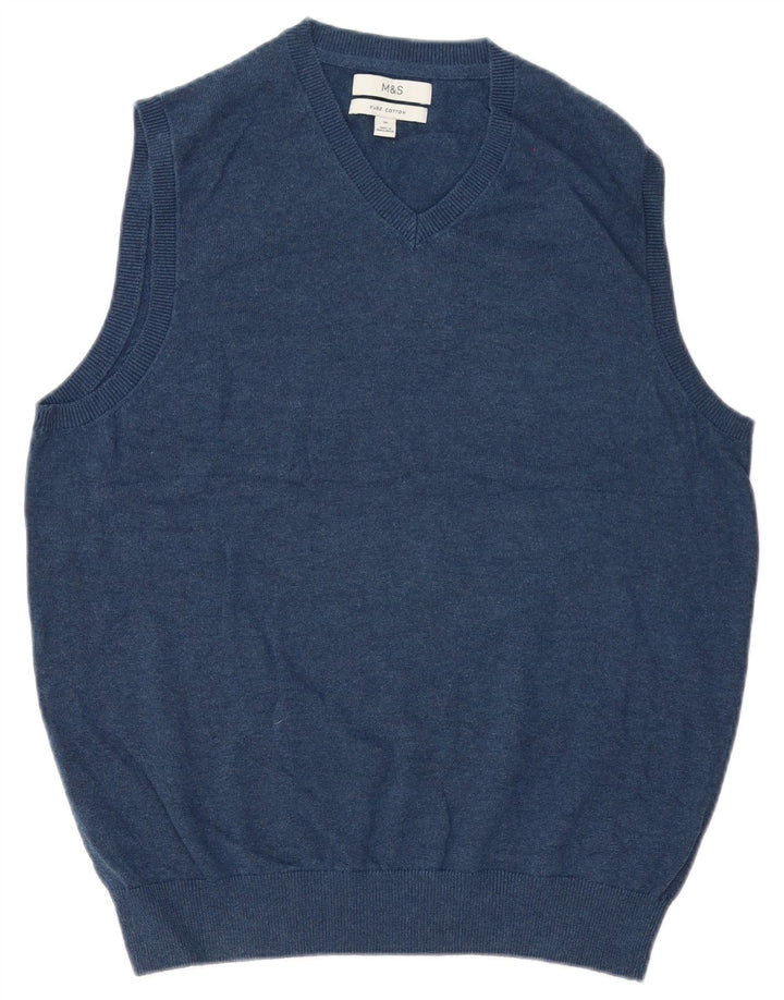 Marks & Spencer Herrevest Tank Top Medium Blue Bomuld