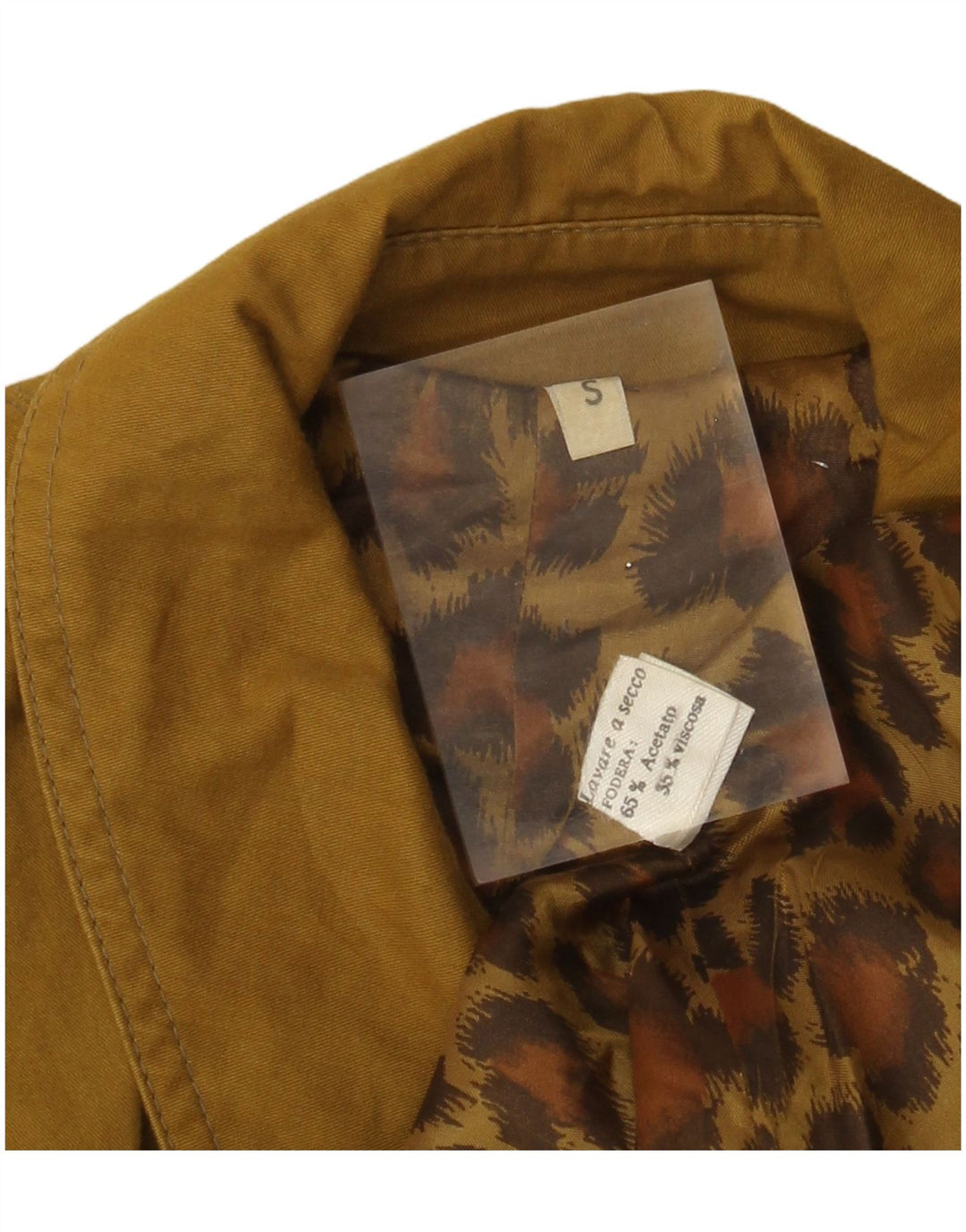 VINTAGE Oversized overfrakke til kvinder UK 10 Small Khaki Acetate