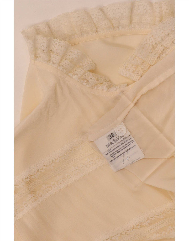 Vintage dameskjorte bluse EU 38 Medium beige stribet silke
