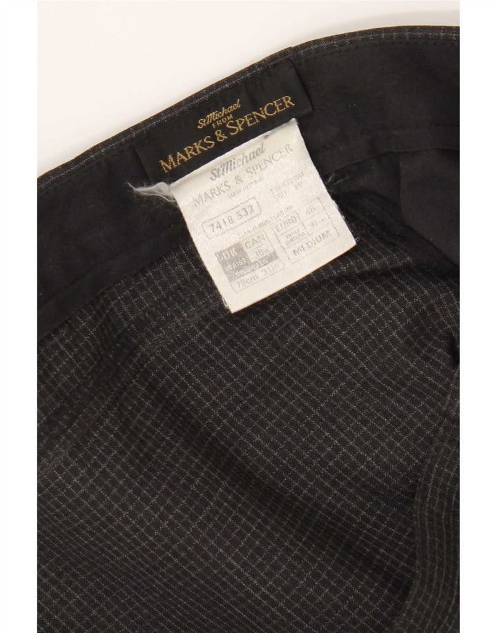 Marks & Spencer Straight Casual bukser til mænd W38 L31 Grå ternet polyester