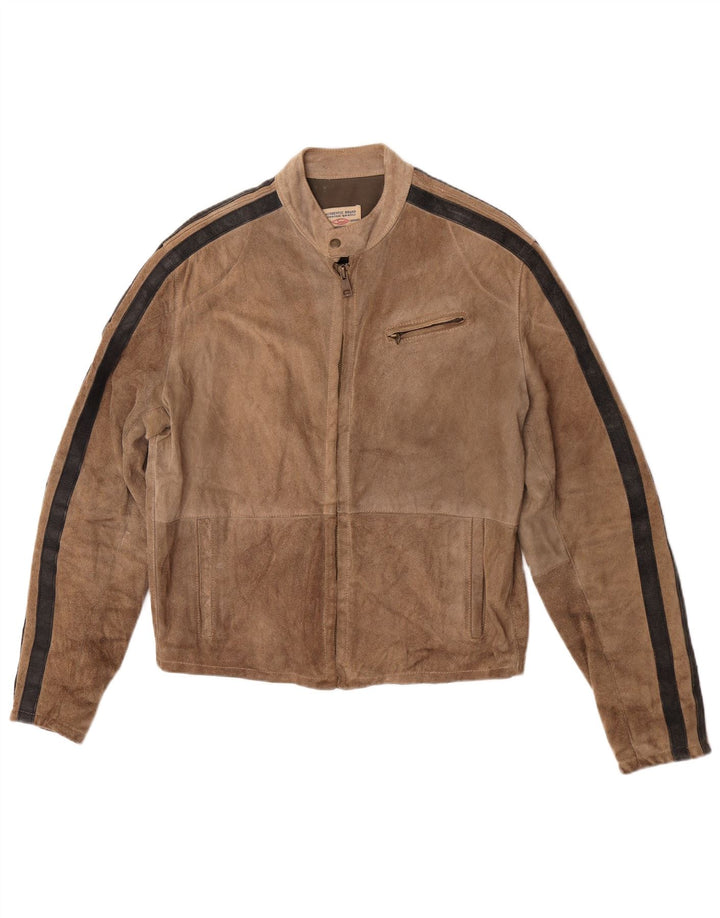 Vintage bomberjakke til kvinder EU 44 XL Brun Colourblock Bomuld