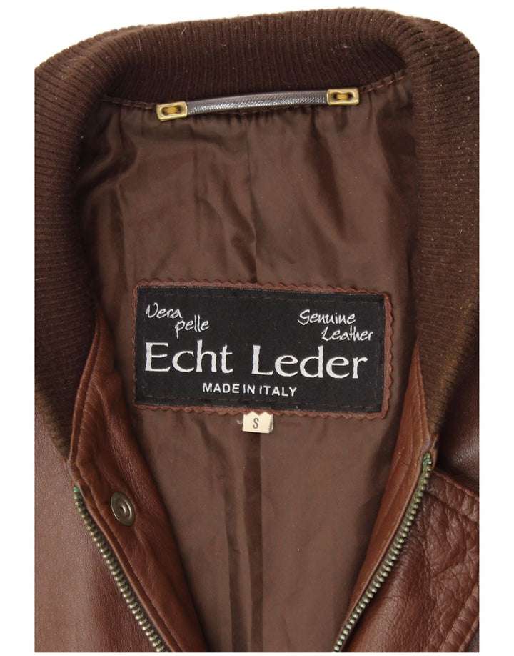 VINTAGE Herre læderjakke UK 36 Lille brunt læder