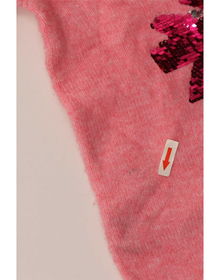 Marks & Spencer Dame grafisk rund hals sweater UK 14 Medium Pink