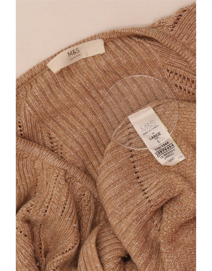 Marks & Spencer Dame Cardigan Sweater UK 16 Stor Beige Viscose