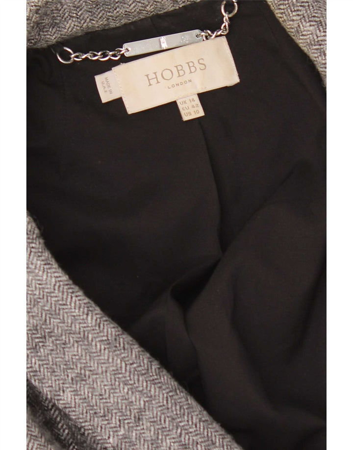 Hobbs Dame 3 Button Blazer Jacket UK 14 Large Grey Herringbone