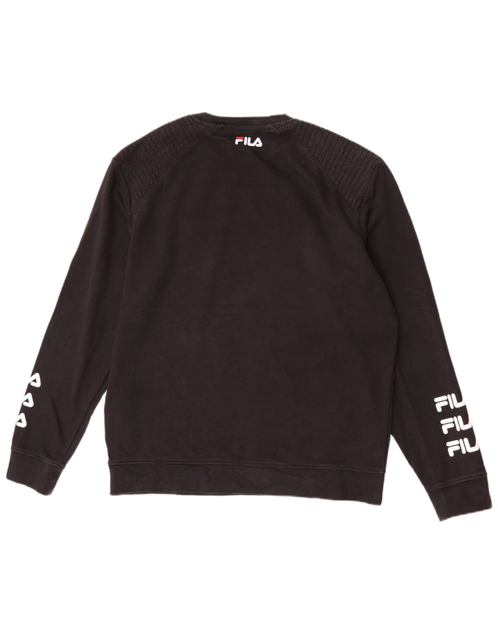 Fila Herre Grafisk Regular Fit Sweatshirt Jumper Stor Sort Bomuld
