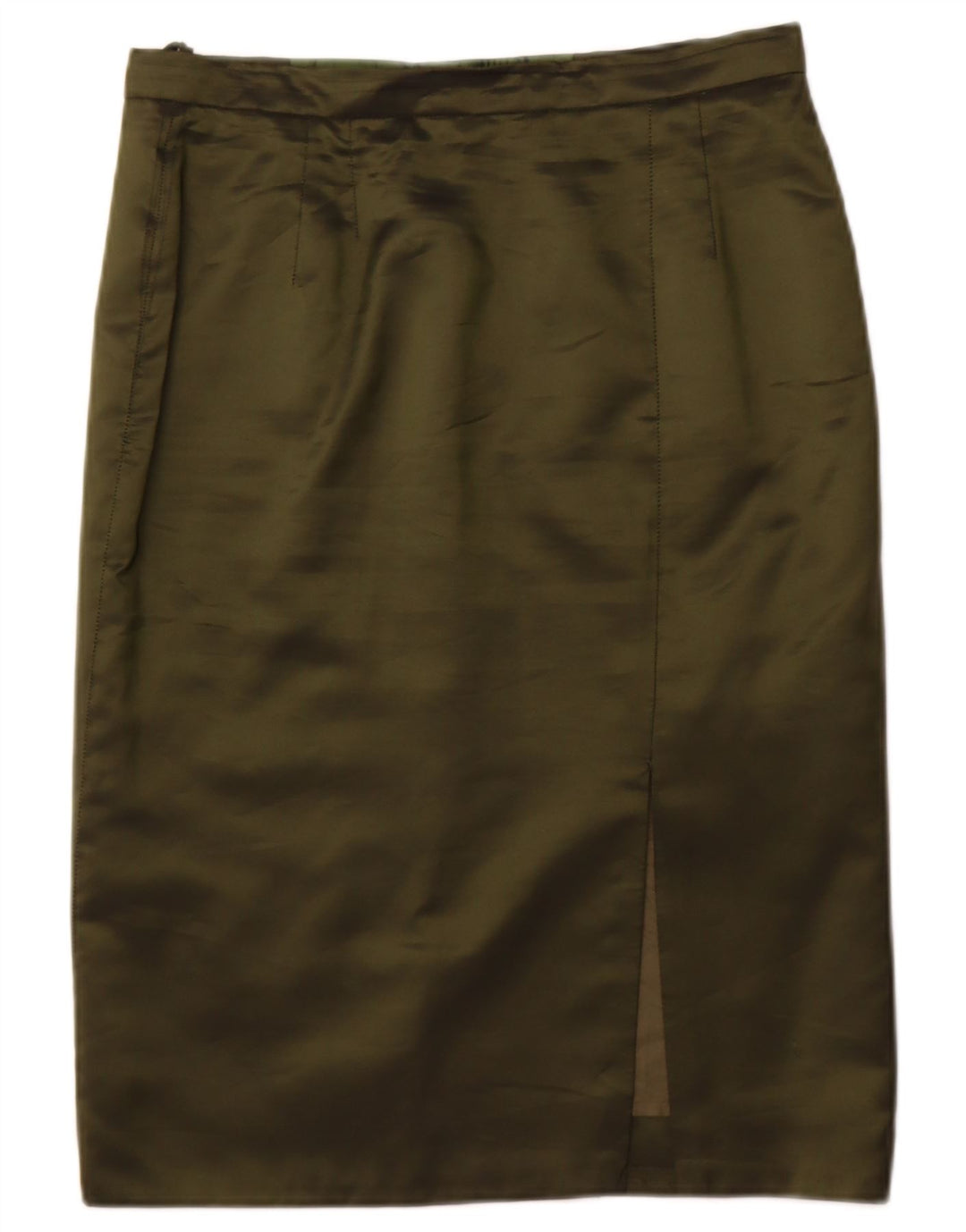 VINTAGE Womens Straight Skirt EU 36 Small W30  Khaki Acetate