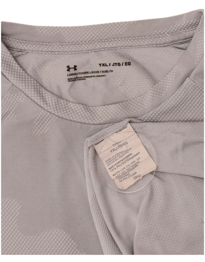 Under Armour Boys T-Shirt Top 13-14 år XL Grå Camouflage Polyester