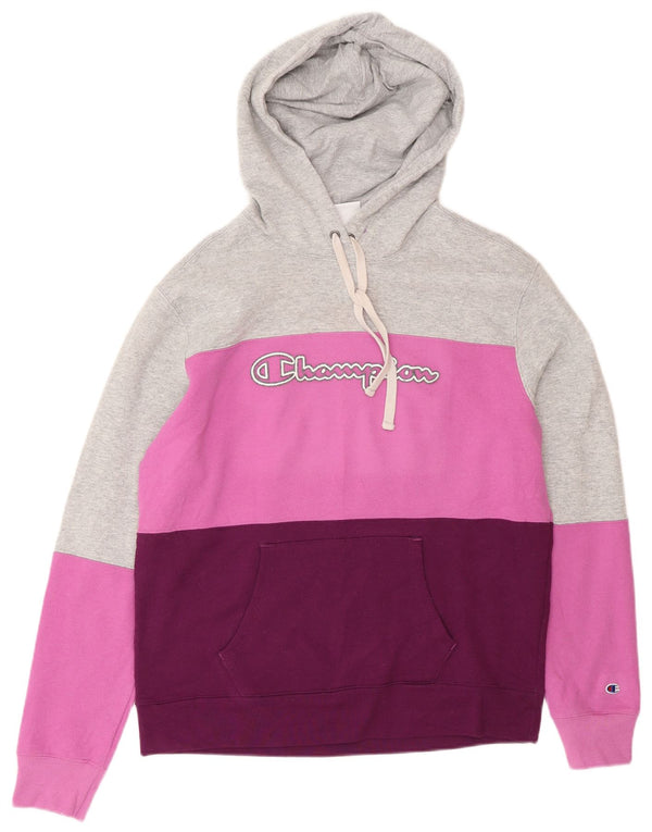 Champion Mens Graphic Hoodie Jumper Medium Multicoloured Colourblock Sports