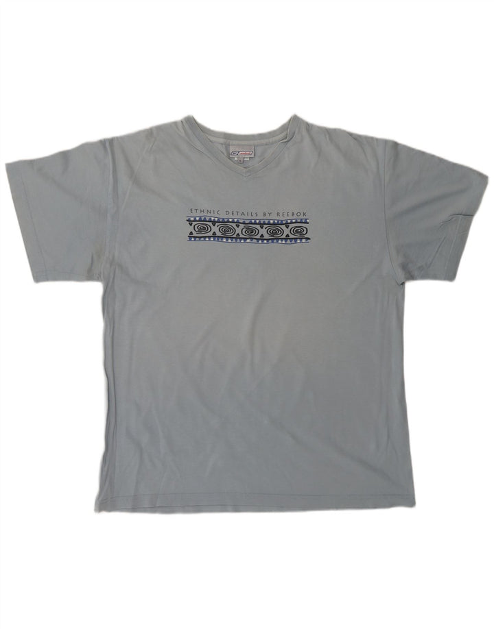 REEBOK Herre Grafisk T-Shirt Top Stor Blå Bomuld